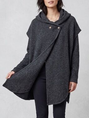 Bryn Walker Wool Blend Long Cardigan Size Medium Dark Grey Oversized Coastal